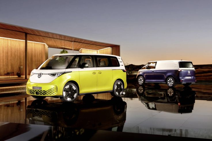 Le design de l'ID.Buzz est un hommage au premier bus VW, produit entre 1950 et 1967. © VW