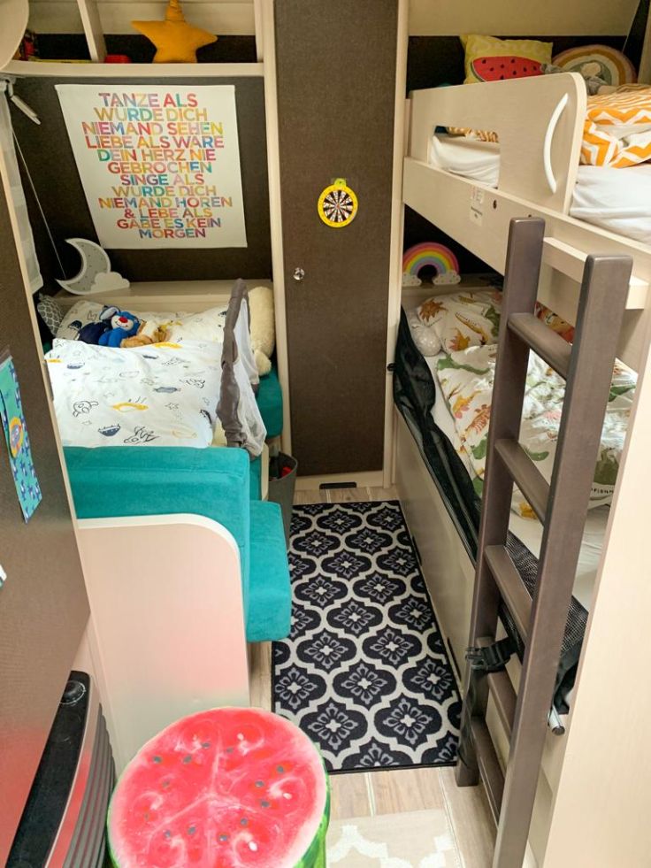La chambre à coucher des enfants est aménagé avec soin. ©&nbsp;Sabine de MehrKindCamping</span><span>&nbsp;
